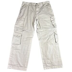 PacSun 36X32 Cargo Pants Baggy Fit Khaki Zips Off To Shorts Wide Convertible Y2K